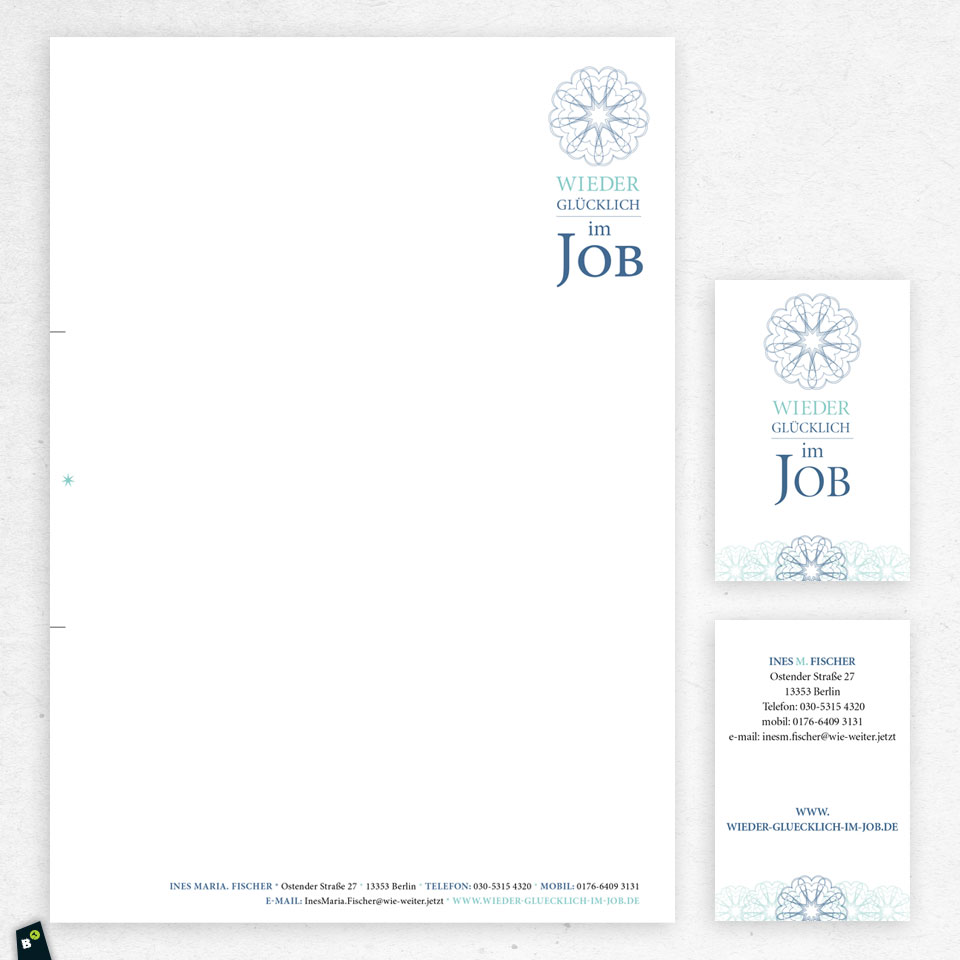 Logogestaltung und Gestaltung Geschäftsunterlagen: Ines Maria. Fischer – Jobcoaching