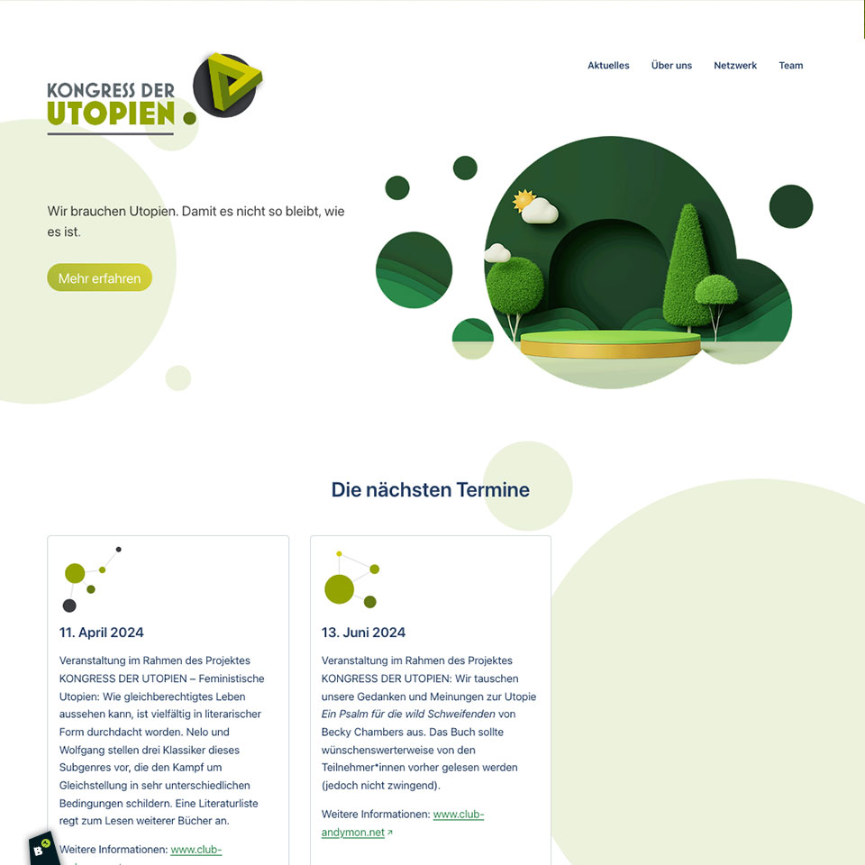 Websitengestaltung: Kongress der Utopien